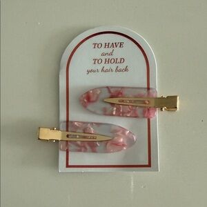 Pink Marbled Acrylic Snap Hair Clips - Set of 2